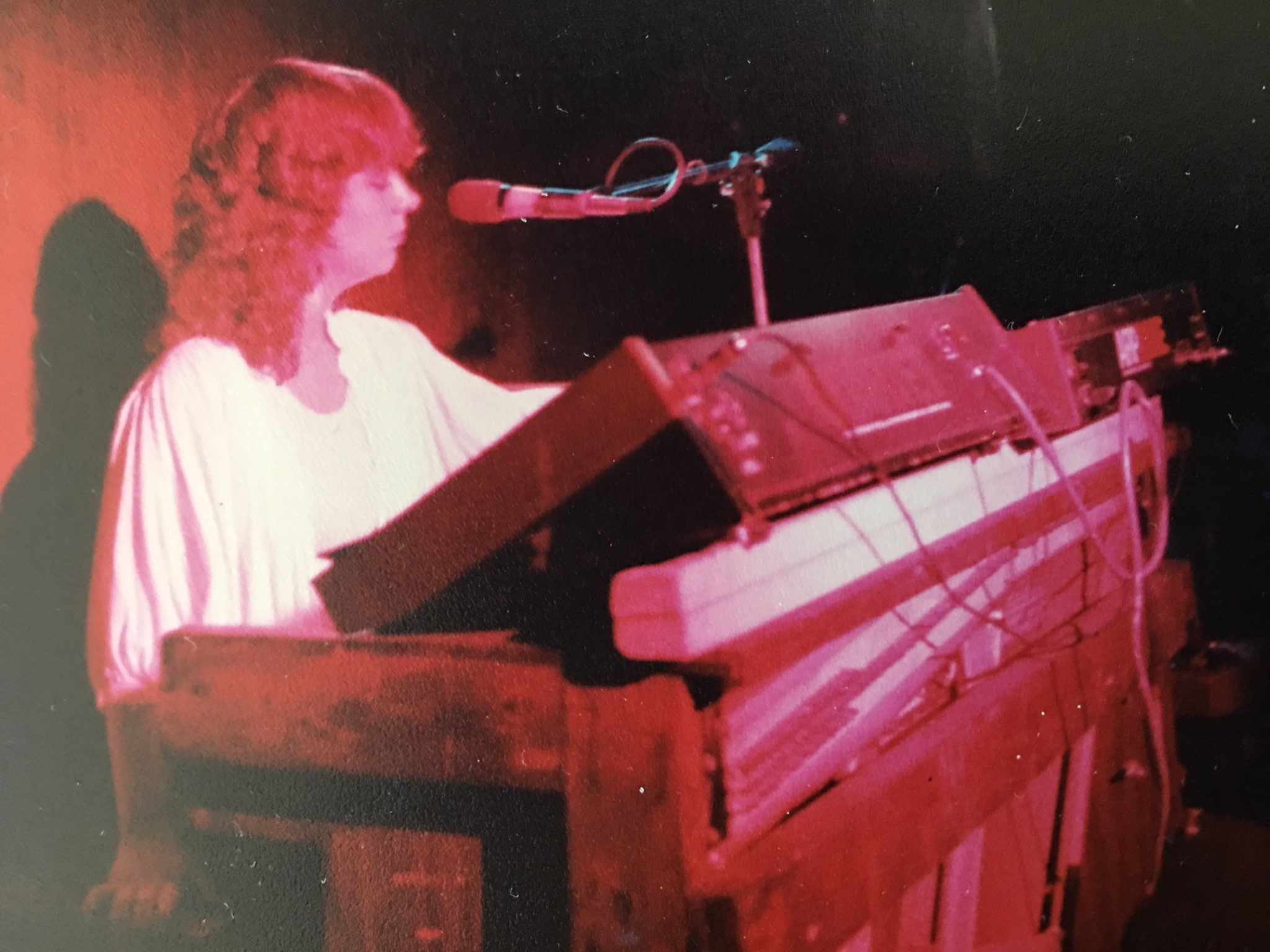 Dyanne Potter Voegtlin with her first keyboard setup, an ARP